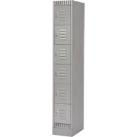 Lockers, 6 -tier, 12" x 18" x 76", Steel, Grey, Knocked Down Rideout Tool & Machine Inc.