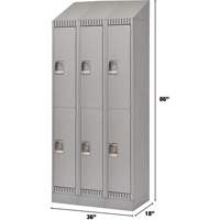 Lockers, 2 -tier, Bank of 3, 36" x 18" x 86", Steel, Grey, Knocked Down Rideout Tool & Machine Inc.