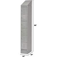 Lockers, 6 -tier, 12" x 18" x 86", Steel, Grey, Knocked Down Rideout Tool & Machine Inc.