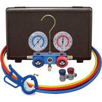 Automotive Manifold Gauge Set with Manual Couplers & 3-in-1 Side Mount Can Tap Valve Rideout Tool & Machine Inc.