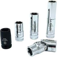 Chrome Finish Socket Set with Rail, 5 Pieces, 1/4" Drive Size Rideout Tool & Machine Inc.