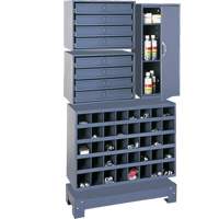 Modular Small Parts Storage Unit, Steel, 8 Drawers, 33-3/4" x 12-1/4" x 59-5/8", Grey FN375 | Rideout Tool & Machine Inc.