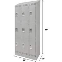 Lockers, 3 -tier, Bank of 3, 36" x 18" x 86", Steel, Grey, Knocked Down Rideout Tool & Machine Inc.