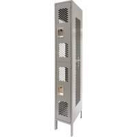 Vented Lockers, 2 -tier, 12" x 18" x 78", Steel, Grey, Knocked Down, Perforated Rideout Tool & Machine Inc.