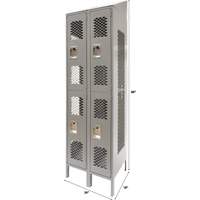 Casiers ventil&eacute;s, 2 niveaux, Bloc de 2, 24" x 18" x 88", Acier, Gris, D&eacute;mont&eacute;, Perfor&eacute; Rideout Tool & Machine Inc.