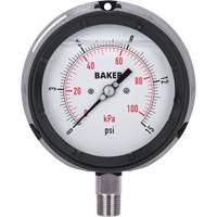 Pressure Gauge, 4-1/2" , 0 - 15 psi/0 - 100 kPa, Bottom Mount, Liquid Filled Analogue Rideout Tool & Machine Inc.