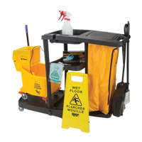 Janitor Cleaning Starter Kit, 51" x 20" x 38", Plastic, Black JI632 | Rideout Tool & Machine Inc.