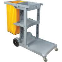 Janitor Cart, 44" x 20" x 38", Plastic, Grey JN515 | Rideout Tool & Machine Inc.