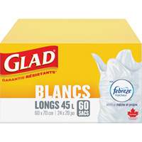 Sacs &agrave; ordures hauts 45 L avec Febreze, R&eacute;gulier, 24" la x 28" lo, Blanc Rideout Tool & Machine Inc.