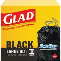 90L Garbage Bags, Regular, 30" W x 33" L, Black, Draw String JP296 | Rideout Tool & Machine Inc.