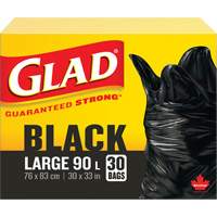 90L Garbage Bags, Regular, 30" W x 33" L, Black, Open Top JP300 | Rideout Tool & Machine Inc.
