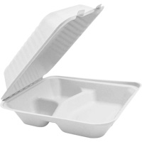 Compostable Hinged Food Containers with Compartments, Bagasse, Square JP905 | Rideout Tool & Machine Inc.