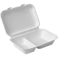 Compostable Hinged Food Containers with Compartments, Bagasse, Recantgular JP907 | Rideout Tool & Machine Inc.