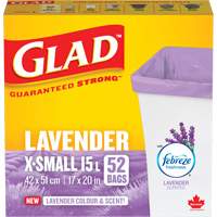 Glad&reg; Lavender Coloured & Scented Bags, Strong, 17" W x 20" L, Purple, 15 L (3.96 Gal.) Capacity Rideout Tool & Machine Inc.
