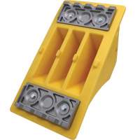75 Ton Large Equipment Wheel Chock with Aluminum Cleats, Urethane, Yellow Rideout Tool & Machine Inc.