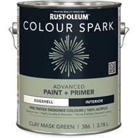 Peinture int&eacute;rieure pr&eacute;teint&eacute;e + appr&ecirc;t mural Colour Spark, Vert masque en argile, Satin&eacute;, 3,78 L, Gallon Rideout Tool & Machine Inc.