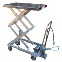 Pneumatic Hydraulic Scissor Lift Table, Stainless Steel, 32-1/2" L x 19-3/4" W, 1000 lbs. Cap. LV472 | Rideout Tool & Machine Inc.