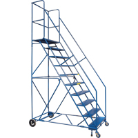 CSA-Certified Rolling Step Ladder with Locking Step, 10 Steps, 30" Step Width, 89" Platform Height, Steel Rideout Tool & Machine Inc.