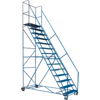 CSA-Certified Rolling Step Ladder with Locking Step, 14 Steps, 30" Step Width, 128" Platform Height, Steel Rideout Tool & Machine Inc.