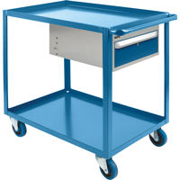 Heavy Duty Shelf Cart with Drawer, 1200 lbs. Capacity, Steel, 24" x W, 36" x H, 39" D, Rubber Wheels, All-Welded, 1 Drawers Rideout Tool & Machine Inc.