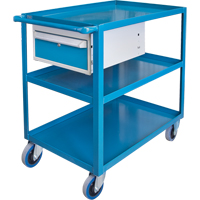Heavy Duty Shelf Cart with Drawer, 1200 lbs. Capacity, Steel, 24" x W, 36" x H, 36" D, Rubber Wheels, All-Welded, 1 Drawers Rideout Tool & Machine Inc.