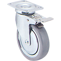 Zinc Plated Caster, Swivel with Brake, 3" (76 mm), Rubber, 150 lbs. (68 kg.) Rideout Tool & Machine Inc.