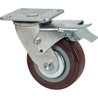 Caster, Swivel with Brake, 5" (127 mm), Polyurethane, 650 lbs. (294 kg.) Rideout Tool & Machine Inc.