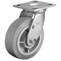 Plate Caster, Swivel, 4" (101.6 mm), Rubber, 225 lbs. (102 kg.) MO883 | Rideout Tool & Machine Inc.