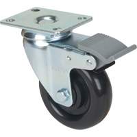 Caster, Swivel with Brake, 4" (101.6 mm), Polyolefin, 250 lbs. (113.4 kg) MP579 | Rideout Tool & Machine Inc.