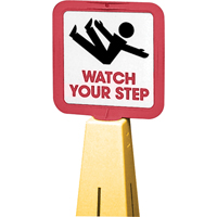 C&ocirc;nes de d&eacute;viation - &eacute;tiquettes de message  Watch Your Step , Adh&eacute;sif, Anglais avec pictogramme Rideout Tool & Machine Inc.