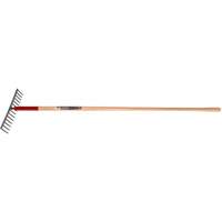 Level Rake, Wood Handle, 14-3/4" W, Tempered Steel Blade, 16 Tines Rideout Tool & Machine Inc.