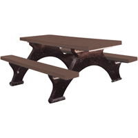 Recycled Plastic Picnic Tables, 6' L x 62-1/4" W, Brown ND423 | Rideout Tool & Machine Inc.