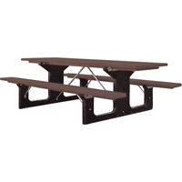 Recycled Plastic Picnic Tables, 6' L x 61-1/2" W, Brown ND427 | Rideout Tool & Machine Inc.