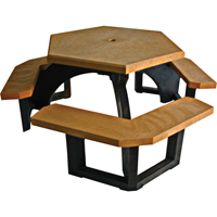Recycled Plastic Hexagon Picnic Tables, 78" L x 78" W, Cedar Rideout Tool & Machine Inc.