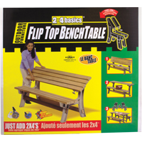 Basics<sup>®</sup> Flip Top Park Bench / Table, Plastic, 96" L x 26" W x 34" H, Sand NJ438 | Rideout Tool & Machine Inc.