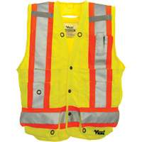 Surveyor Safety Vest, High Visibility Lime-Yellow, Large, Polyester Rideout Tool & Machine Inc.