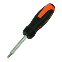 Ratcheting Multibit Screwdriver, 10-3/5" L, Cushion Grip Handle Rideout Tool & Machine Inc.