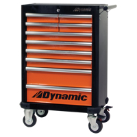 Roller Tool Cabinet, 10 Drawers, 28" W x 18" D x 43-1/4" H, Black/Orange Rideout Tool & Machine Inc.