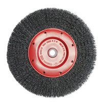 Economy Crimped Wire Wheel Brushes - Narrow Face, 6" Dia., 0.014 Fill, 2" Arbor Rideout Tool & Machine Inc.