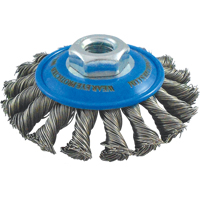 Brosses soucoupes &agrave; fils nou&eacute;s, Dia. 4", Fils 0,02", Arbre 5/8"-11, Acier inoxydable Rideout Tool & Machine Inc.