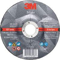 Silver Cut-Off Wheel, 5" x 0.045", 7/8" Arbor, Type 27, Ceramic, 12250 RPM NV208 | Rideout Tool & Machine Inc.
