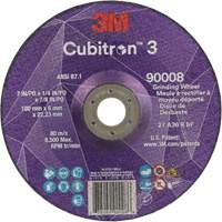 Cubitron™ 3 Depressed Centre Grinding Wheel, 7" x 1/4", 7/8" arbor, Ceramic, Type T27 NY563 | Rideout Tool & Machine Inc.