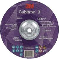 Cubitron™ 3 Depressed Centre Grinding Wheel, 9" x 0.25", 5/8"-11 arbor, Ceramic, Type T27 NY593 | Rideout Tool & Machine Inc.