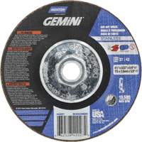 Meule &agrave; tronçonner pour coupe &agrave; angle droit INOX/SS Gemini, 4-1/2" x 3/32", Arbre de 5/8"-11, Type 27/42, Oxyde d'aluminium, 13580 Tr/min Rideout Tool & Machine Inc.