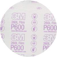 Hookit Finishing Film Abrasive Disc 260L 00971, 6" Dia., P600 Grit, Aluminum Oxide Rideout Tool & Machine Inc.