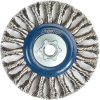 Full Cable Twist Wire Wheel, 4" Dia., 0.02" Fill, 5/8"-11 Arbor, Stainless Steel Rideout Tool & Machine Inc.