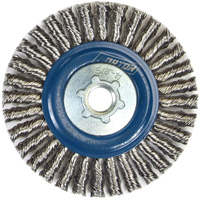 Stringer Bead Knot Wire Brush For Angle Grinders, 4" Dia., 0.02" Fill, 5/8"-11 Arbor, Stainless Steel Rideout Tool & Machine Inc.