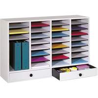 Adjustable Compartment Literature Organizer, Stationary, 34 Slots, Wood, 39-1/4" W x 11-3/4" D x 25-1/4" H OE711 | Rideout Tool & Machine Inc.