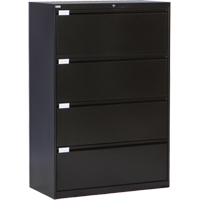 Lateral Filing Cabinet, Steel, 4 Drawers, 36" W x 18" D x 53-3/8" H, Black OP219 | Rideout Tool & Machine Inc.