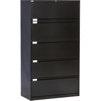 Lateral Filing Cabinet, Steel, 5 Drawers, 36" W x 18" D x 65-1/2" H, Black OP222 | Rideout Tool & Machine Inc.